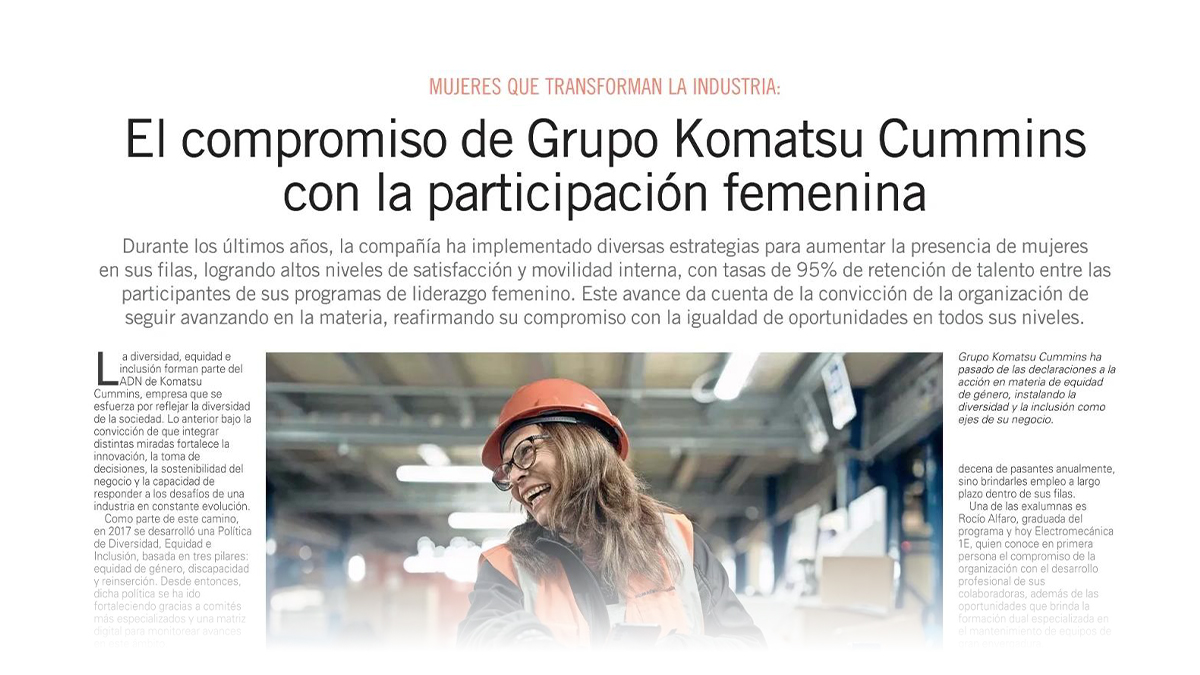 El compromiso de Grupo Komatsu Cummins con la participación femenina llegó a las páginas de El Mercurio